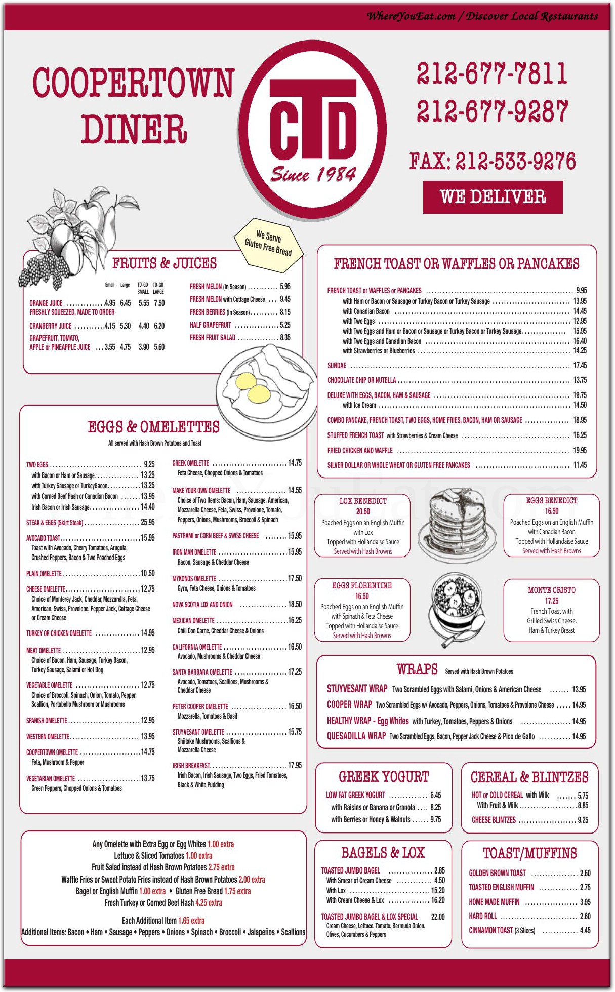 COOPER TOWN DINER interior at 339 1st Ave New York, showcasing authentic NYC diner atmosphere and seating